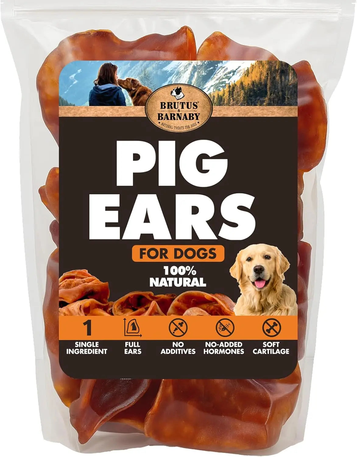 Whole Pig Ears for Dogs Natural Single Ingredient Digestible Rawhide Alternative