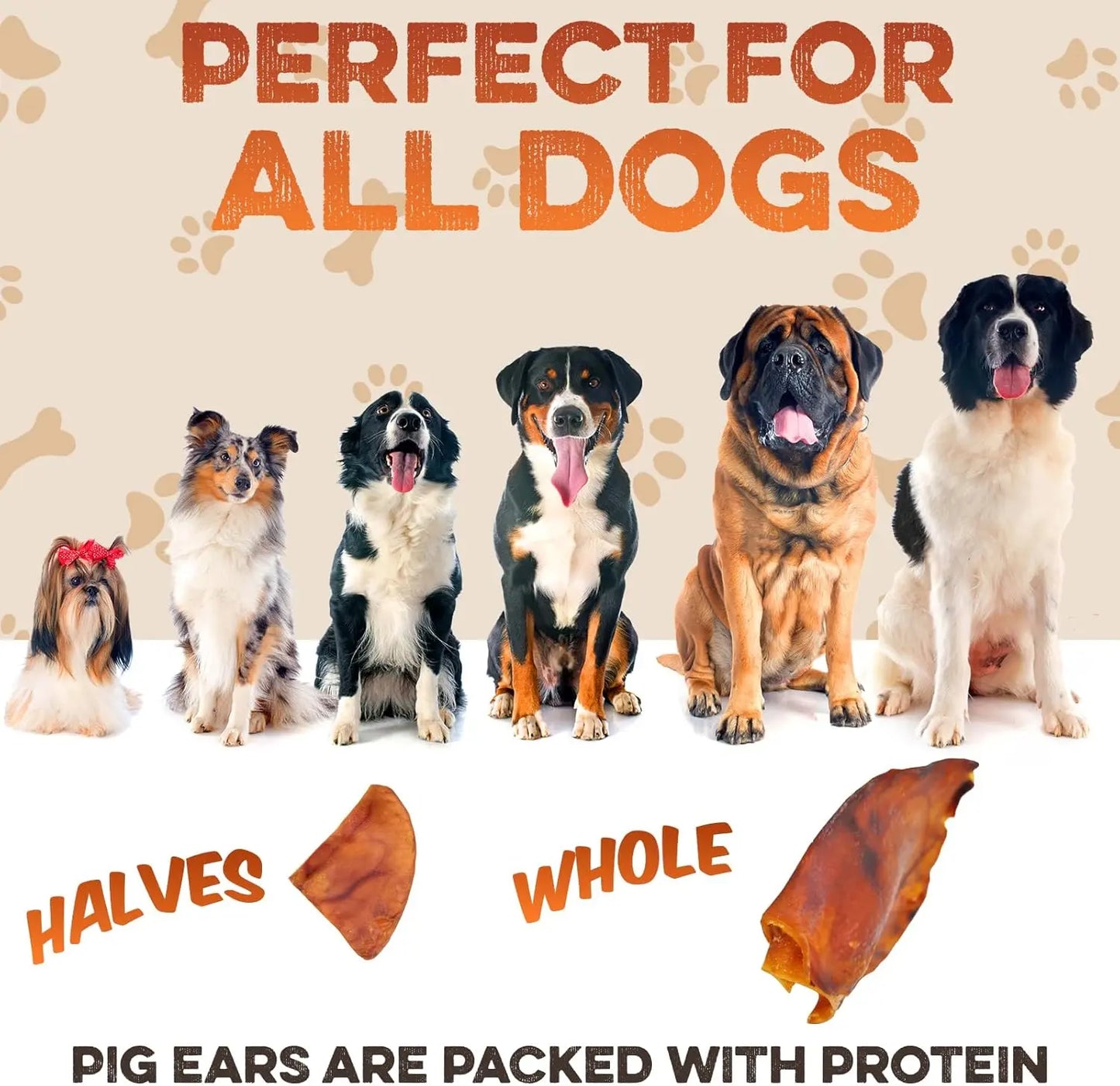 Whole Pig Ears for Dogs Natural Single Ingredient Digestible Rawhide Alternative
