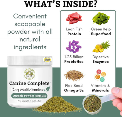 Wholistic Pet Organics Canine Complete 1lb Dog Multivitamin Powder 45 Scoops