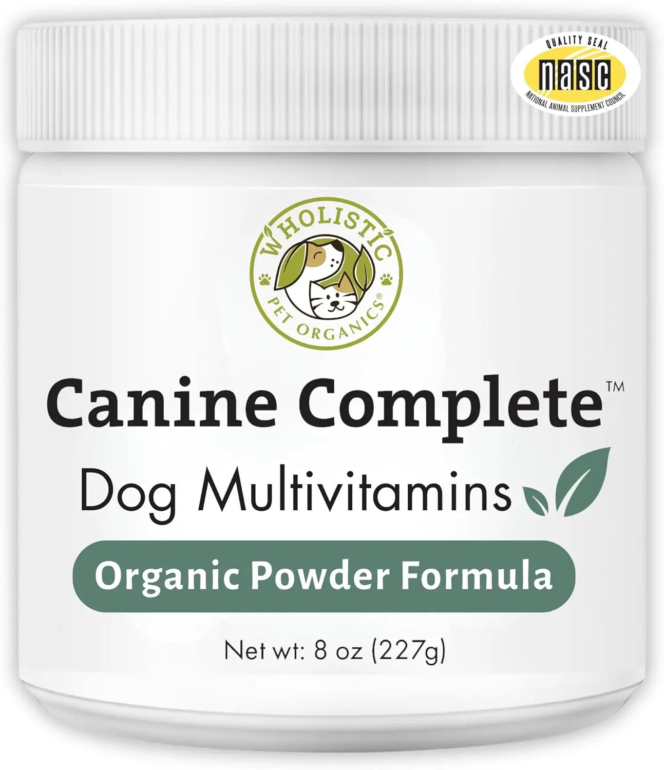 Wholistic Pet Organics Canine Complete 1lb Dog Multivitamin Powder 45 Scoops Original Whitefish 8 Oz