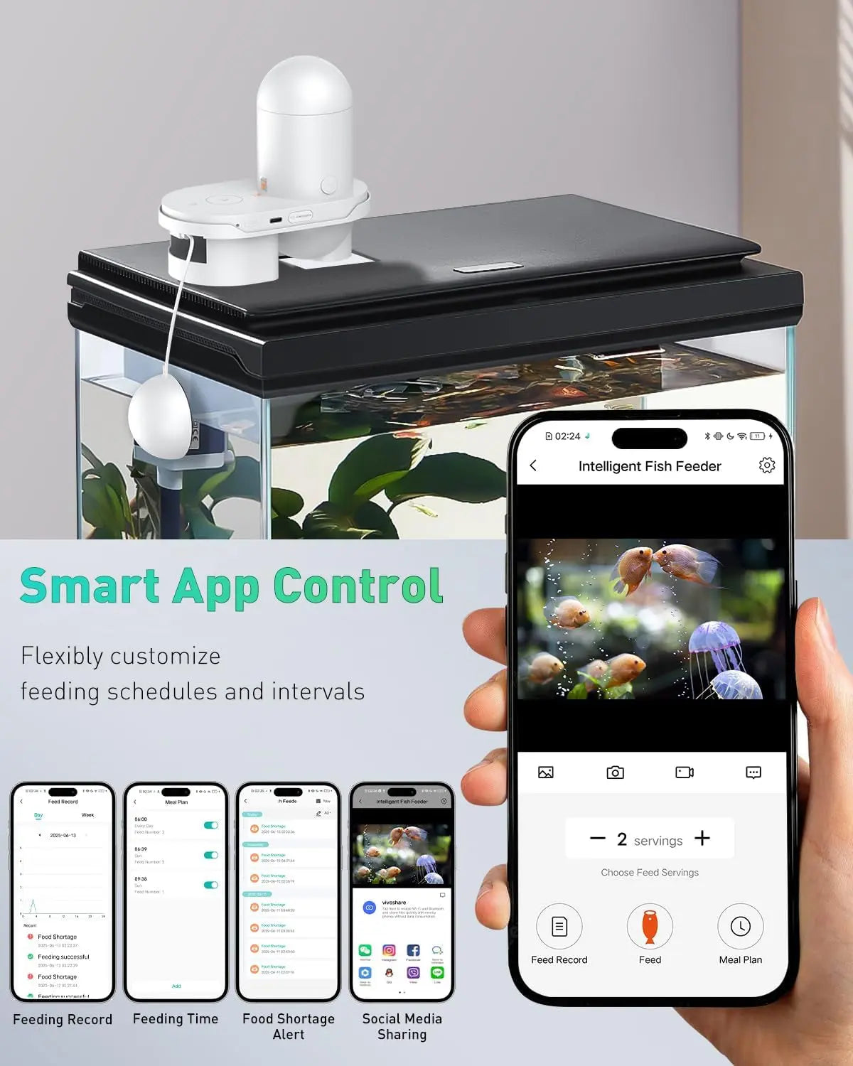 WiFi Automatic Fish Feeder with Camera App Control Moisture Proof 230ML