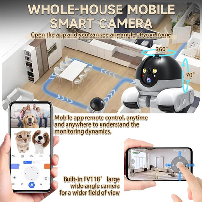 WiFi Robot 1080P Pet Camera with App for Dogs & Cats. 2-Way Talk, Night Vision & Motion Detection