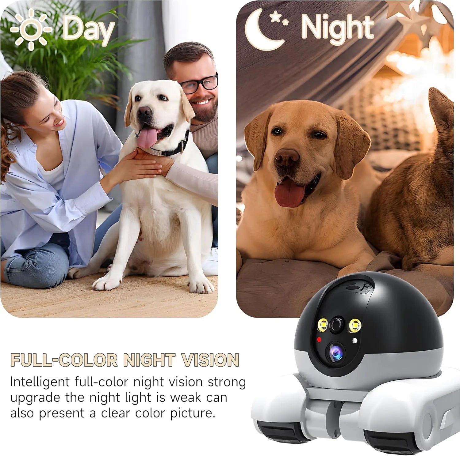 WiFi Robot 1080P Pet Camera with App for Dogs & Cats. 2-Way Talk, Night Vision & Motion Detection
