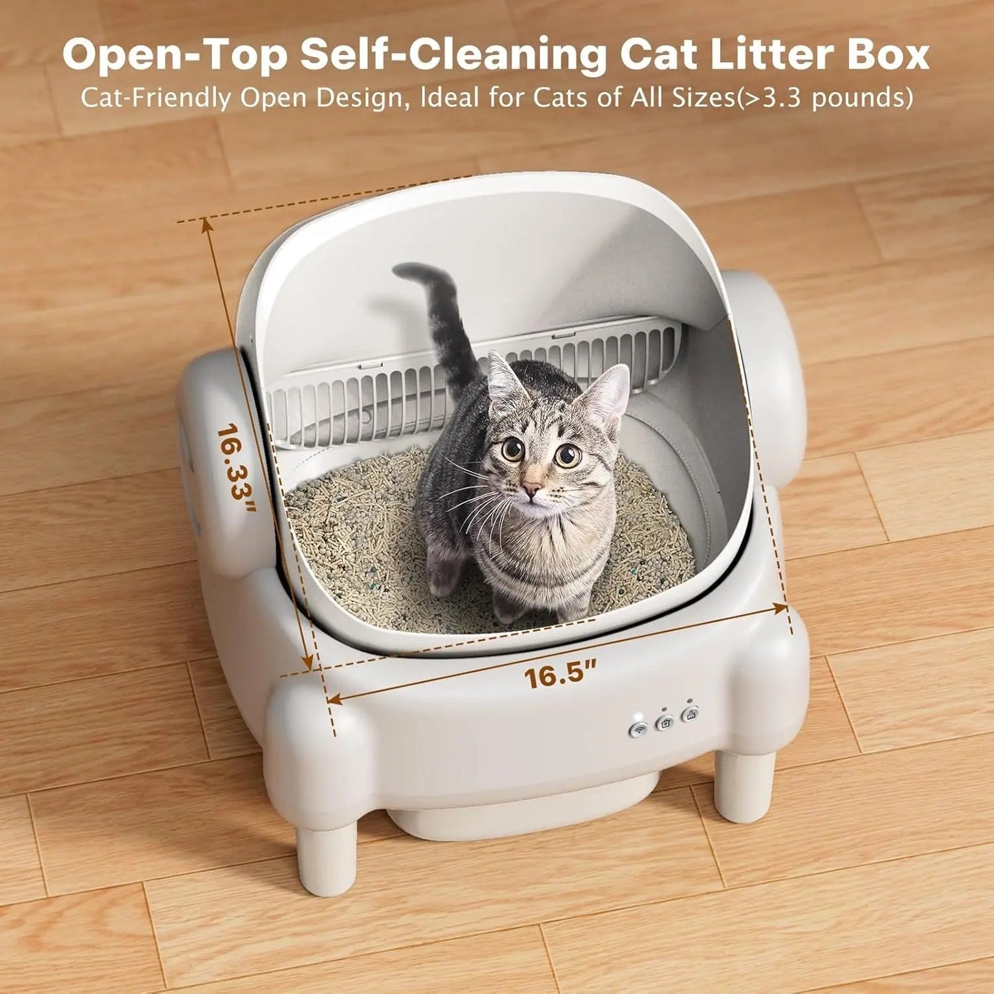 Self-Cleaning WiFi Litter Box – Open Top, Smart App Control & Odor-Free Design