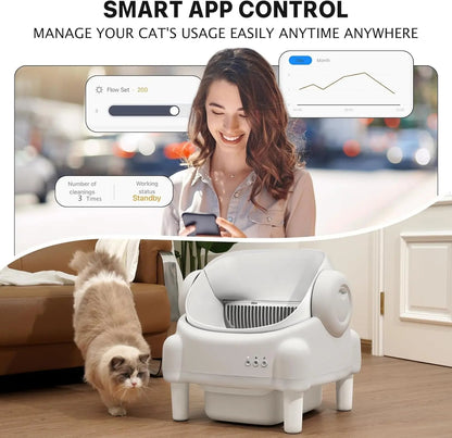 Self-Cleaning WiFi Litter Box – Open Top, Smart App Control & Odor-Free Design