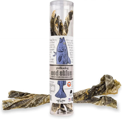 Wild Caught Cod Skins Dog Treats 4.7oz Single Ingredient USA Made Regular 4.7 Ounce (Pack Of 1)