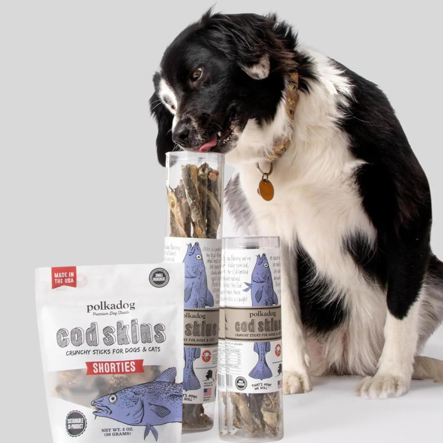 Wild Caught Cod Skins Dog Treats 4.7oz Single Ingredient USA Made