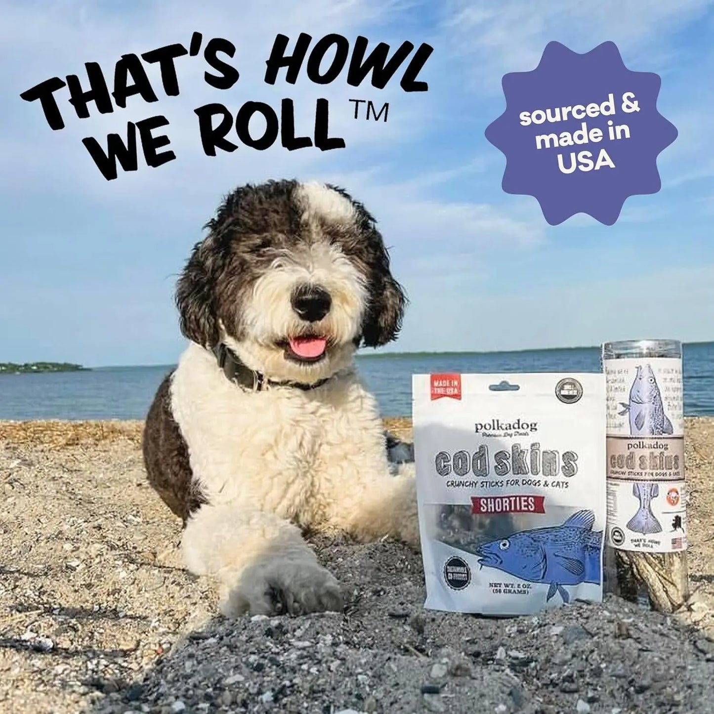 Wild Caught Cod Skins Dog Treats 4.7oz Single Ingredient USA Made