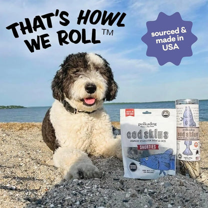 Wild Caught Cod Skins Dog Treats 4.7oz Single Ingredient USA Made