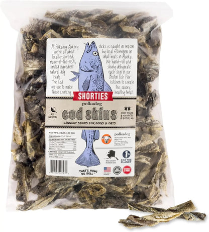 Wild Caught Cod Skins Dog Treats 4.7oz Single Ingredient USA Made