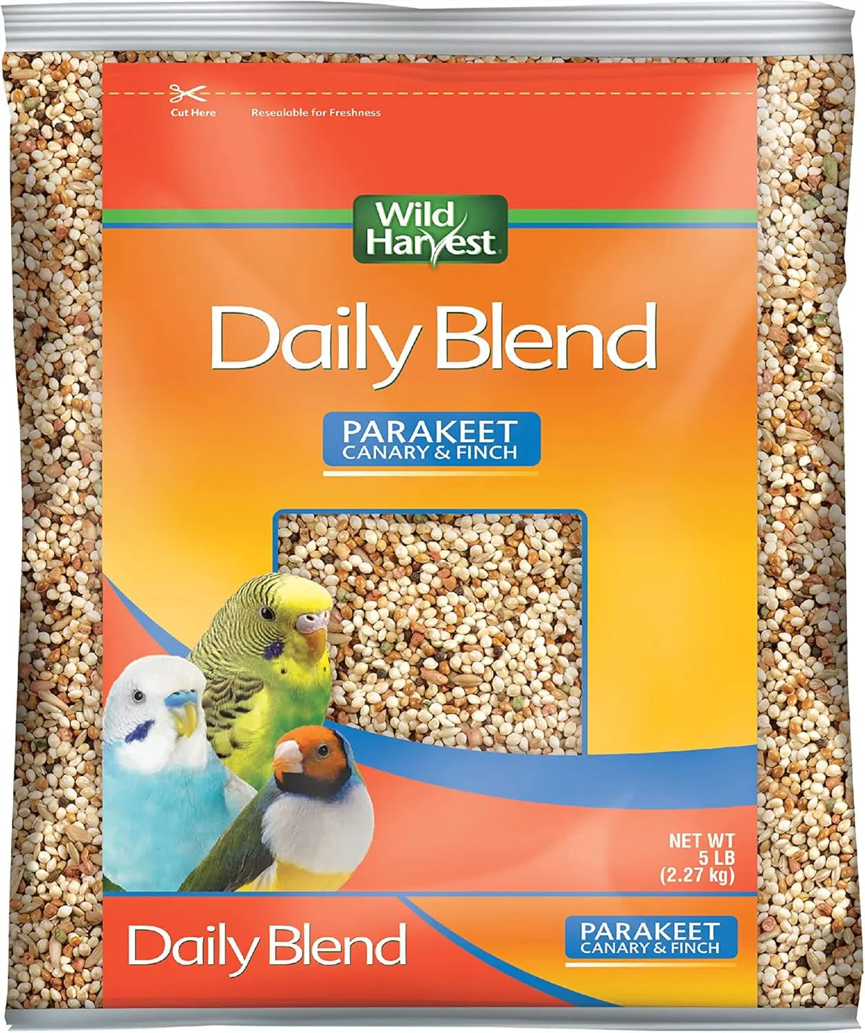 Wild Harvest Daily Blend Bird Food for Parakeet, Canary & Finch 5 Pound (Pack Of 1)
