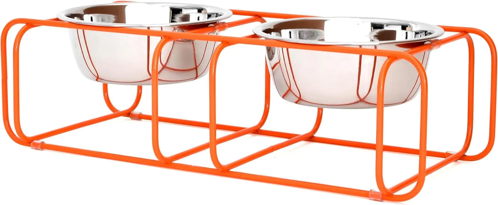 Wire & Dine Elevated Dog Bowl Stand | Stainless Steel Feeder Orange Small