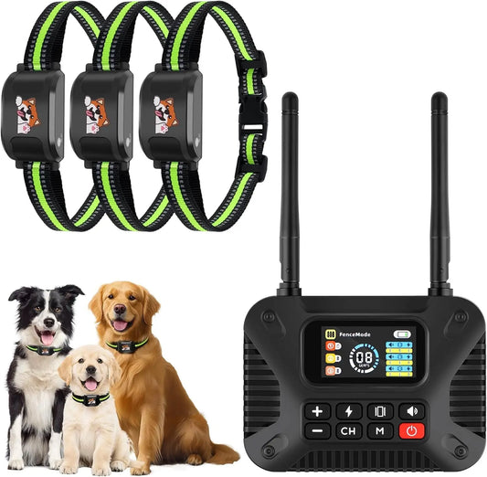 Wireless Dog Fence System for 3 Dogs 2.4GHz Waterproof Rechargeable