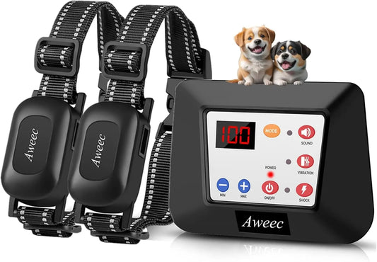 Wireless Dog Fence System with Training Collar Remote Boundary for 2 Large Dogs