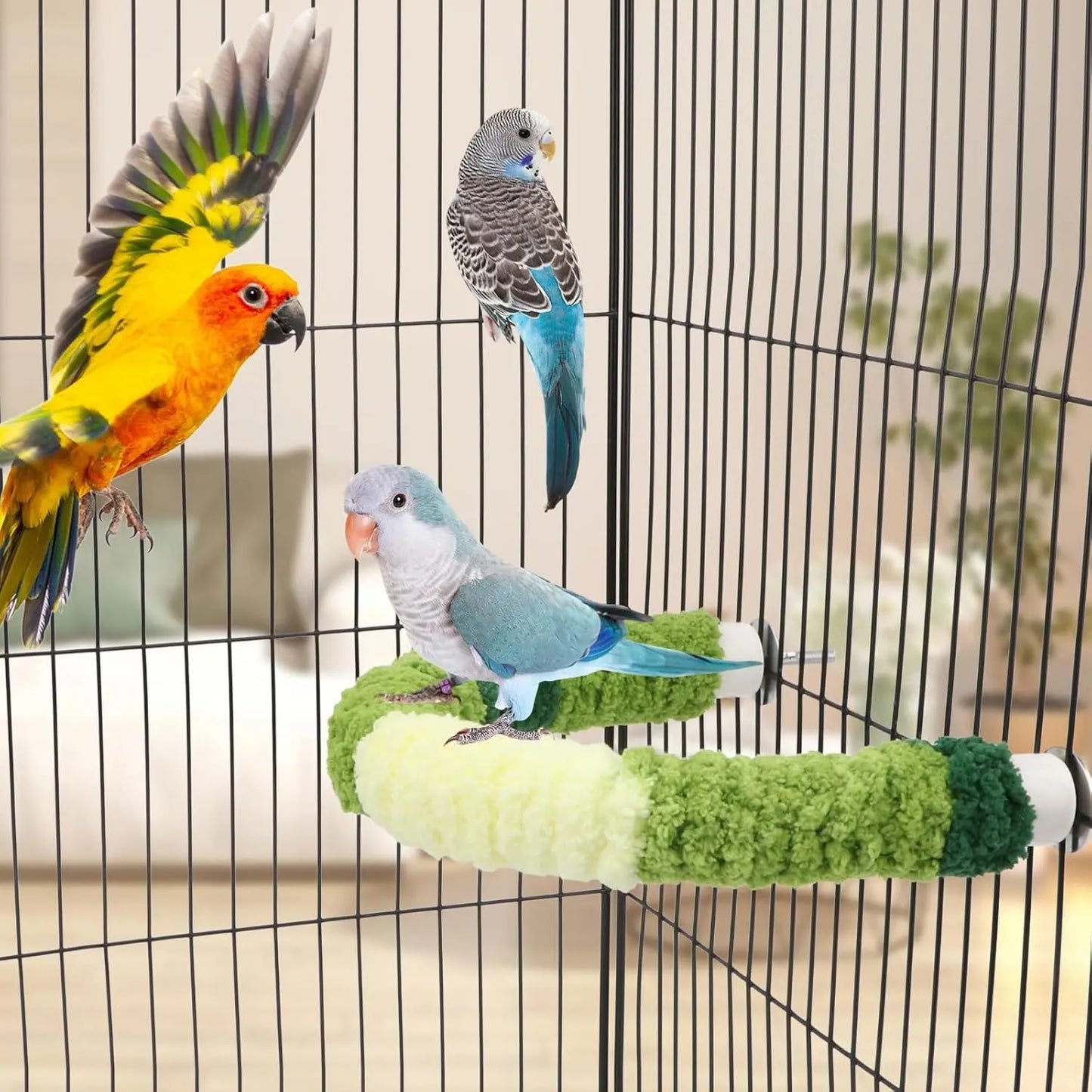 Plush Bird Perch Stand Cozy Parrot Cage Perch 8.7x7.1in