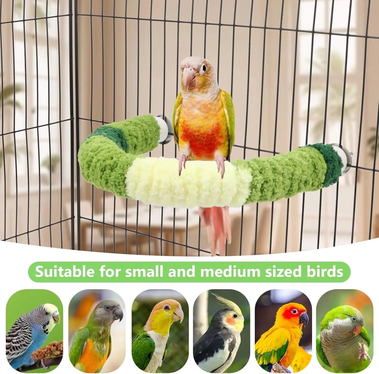 Plush Bird Perch Stand Cozy Parrot Cage Perch 8.7x7.1in