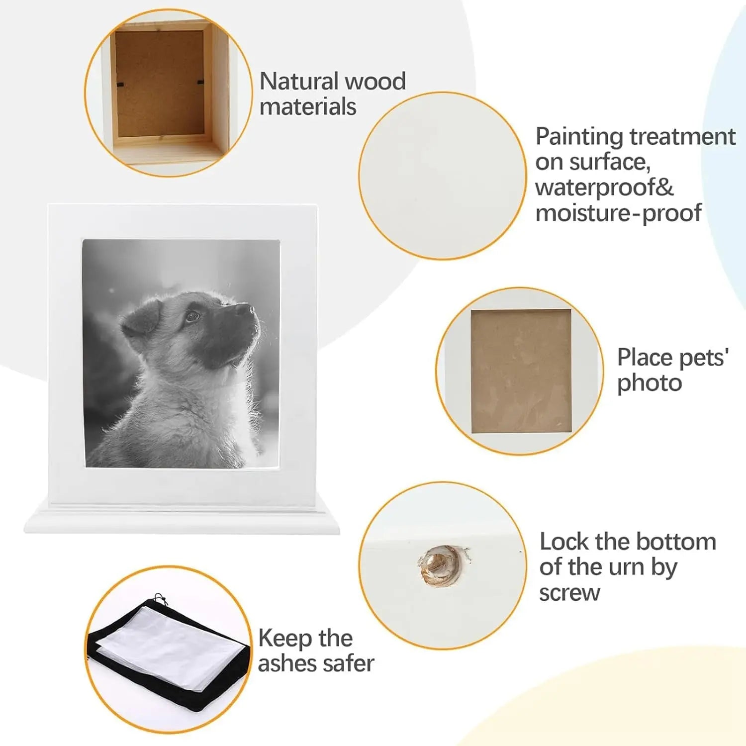 Wooden Pet Memorial Urn with Photo Frame Keepsake Box for Dogs & Cats
