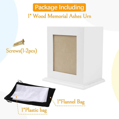 Wooden Pet Memorial Urn with Photo Frame Keepsake Box for Dogs & Cats