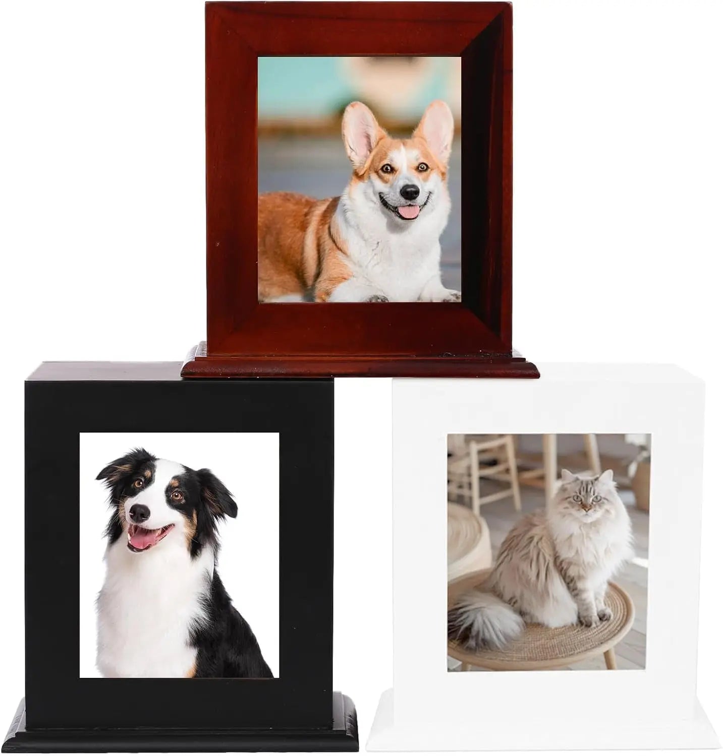 Wooden Pet Memorial Urn with Photo Frame Keepsake Box for Dogs & Cats