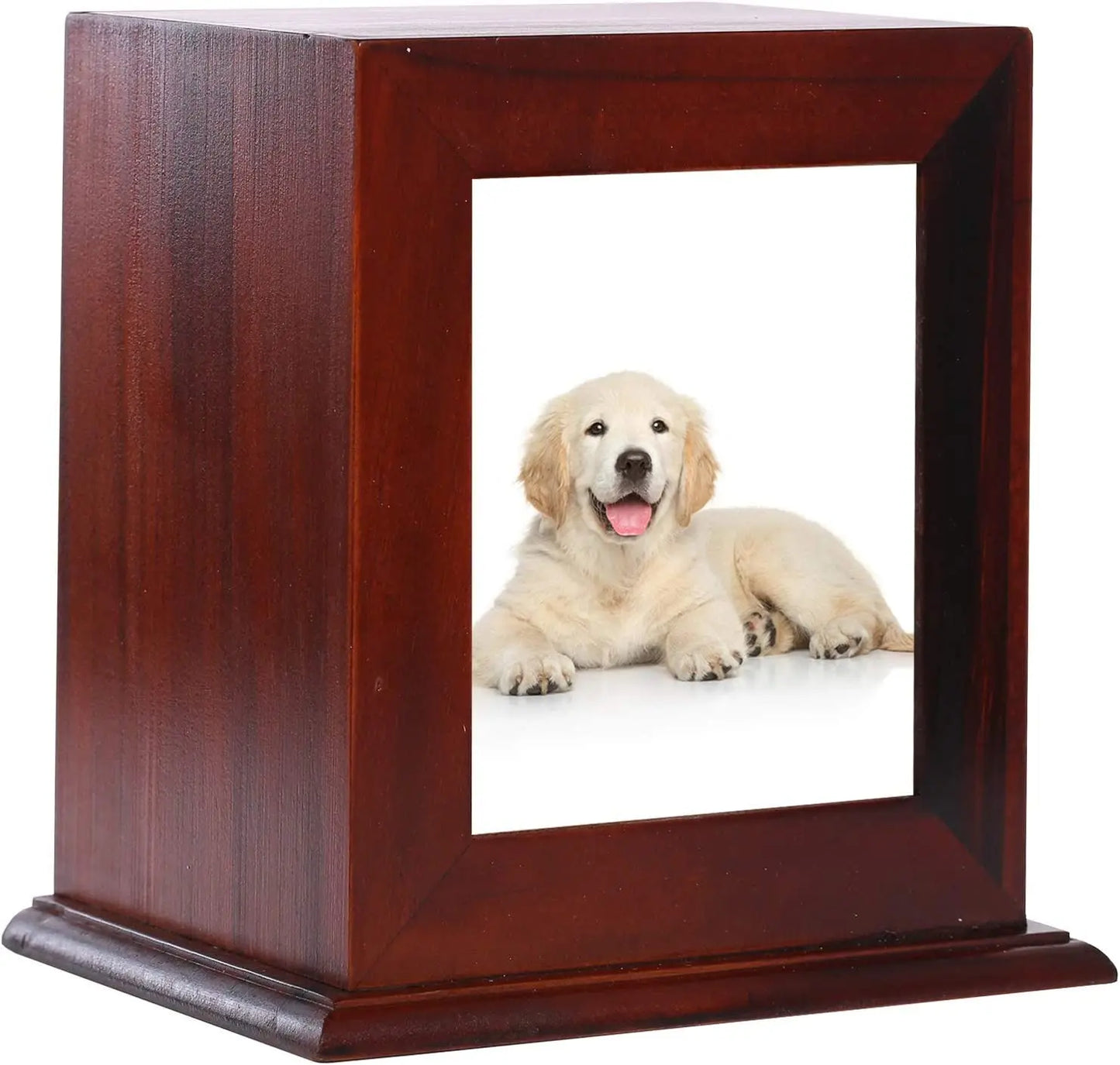 Wooden Pet Memorial Urn with Photo Frame Keepsake Box for Dogs & Cats Brown