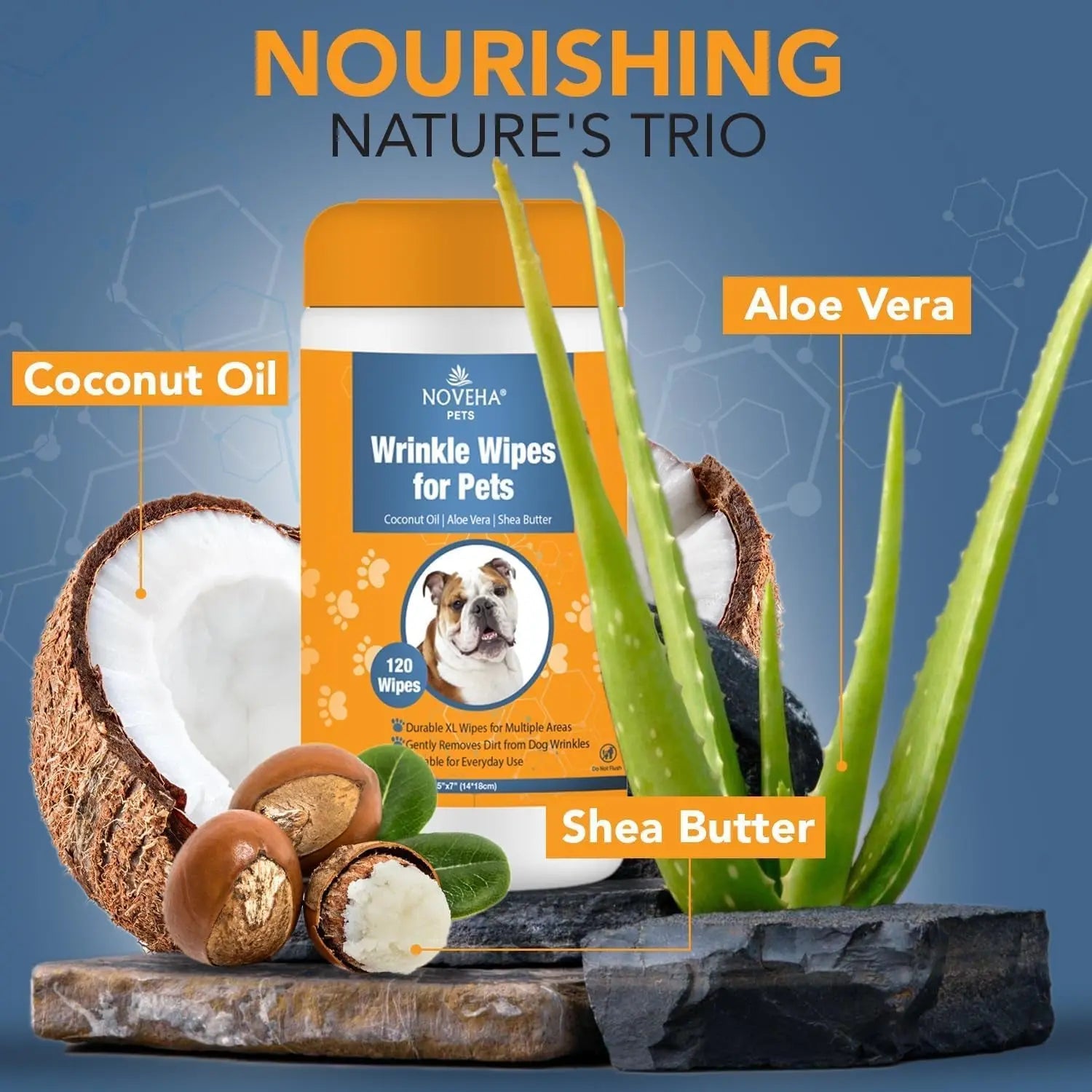 Wrinkle Wipes for Dogs XL 120 Count Bulldog Fold & Paw Cleaning