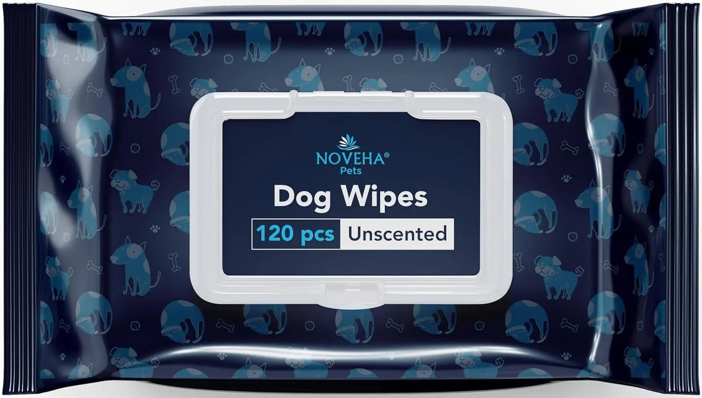 Wrinkle Wipes for Dogs XL 120 Count Bulldog Fold & Paw Cleaning 120 Grooming Wipes