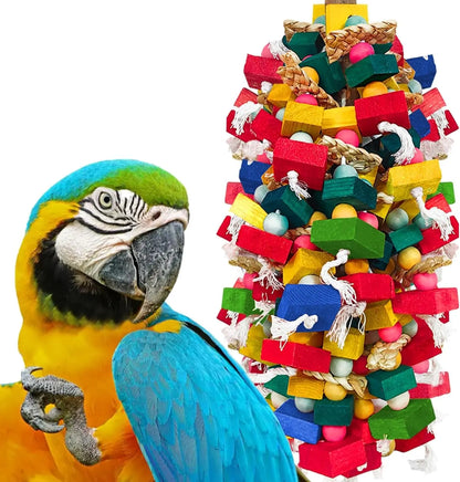 XL Parrot Toy – Natural Wood & Cotton Chew Toy for Macaws, Cockatoos & Amazons Default Title