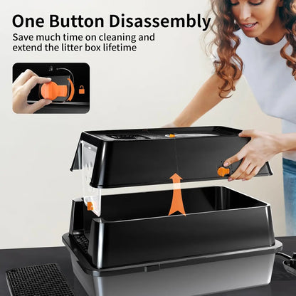 XL Stainless Steel Flip-Top Covered Cat Litter Box with Lid & Scoop