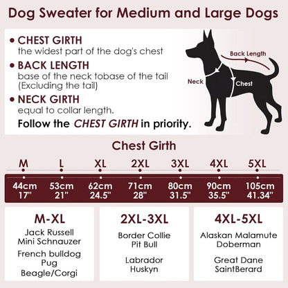 XL–5XL Dog Sweater with Harness Hole – Warm Stretch Turtleneck Winter Outfit