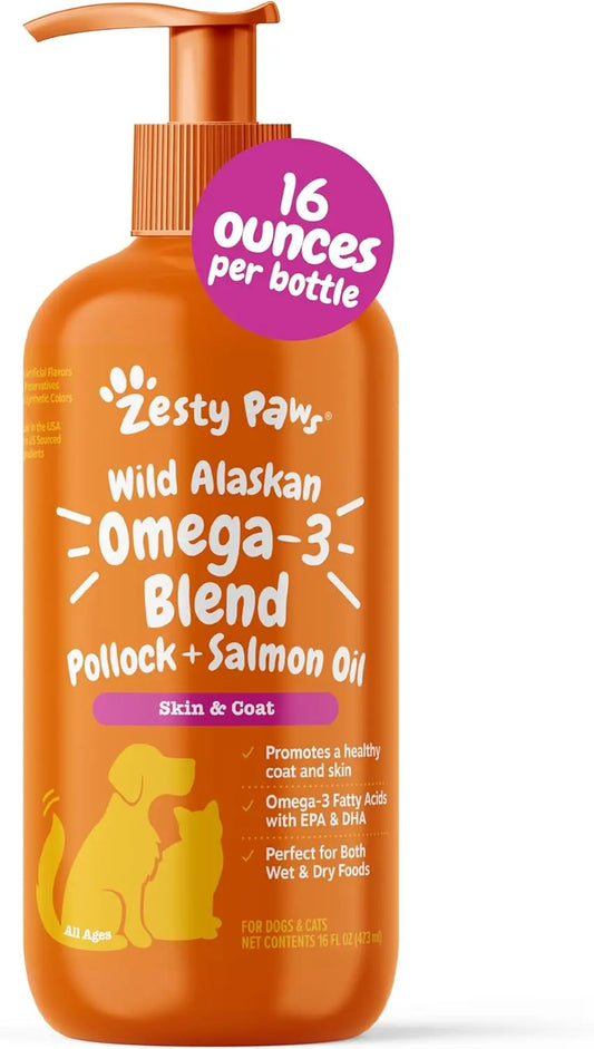 Zesty Paws Wild Alaskan Omega-3 Oil 8.5 oz – Skin & Coat Support for Pets Zesty Paws LLC