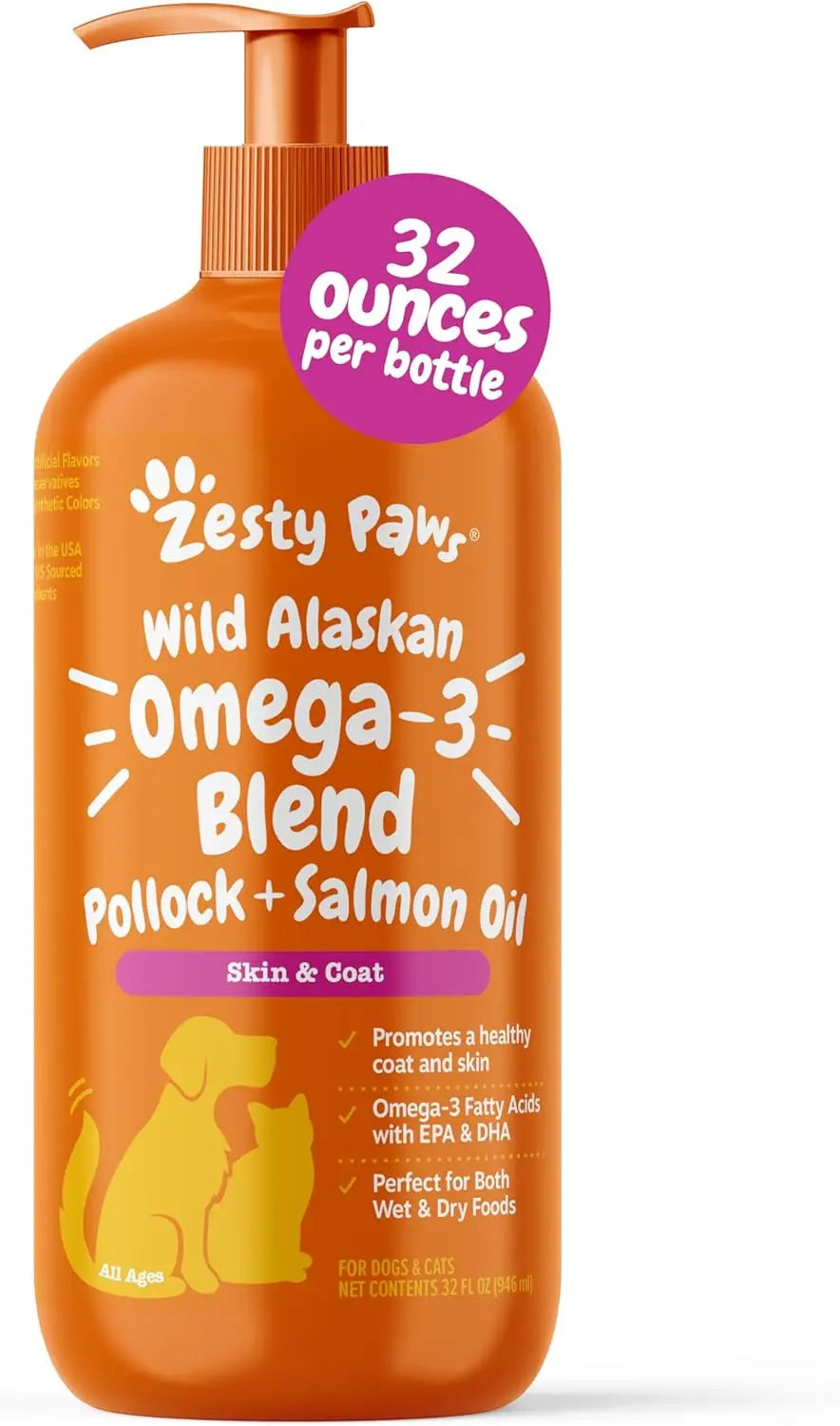 Zesty Paws Wild Alaskan Omega-3 Oil 8.5 oz – Skin & Coat Support for Pets Zesty Paws LLC