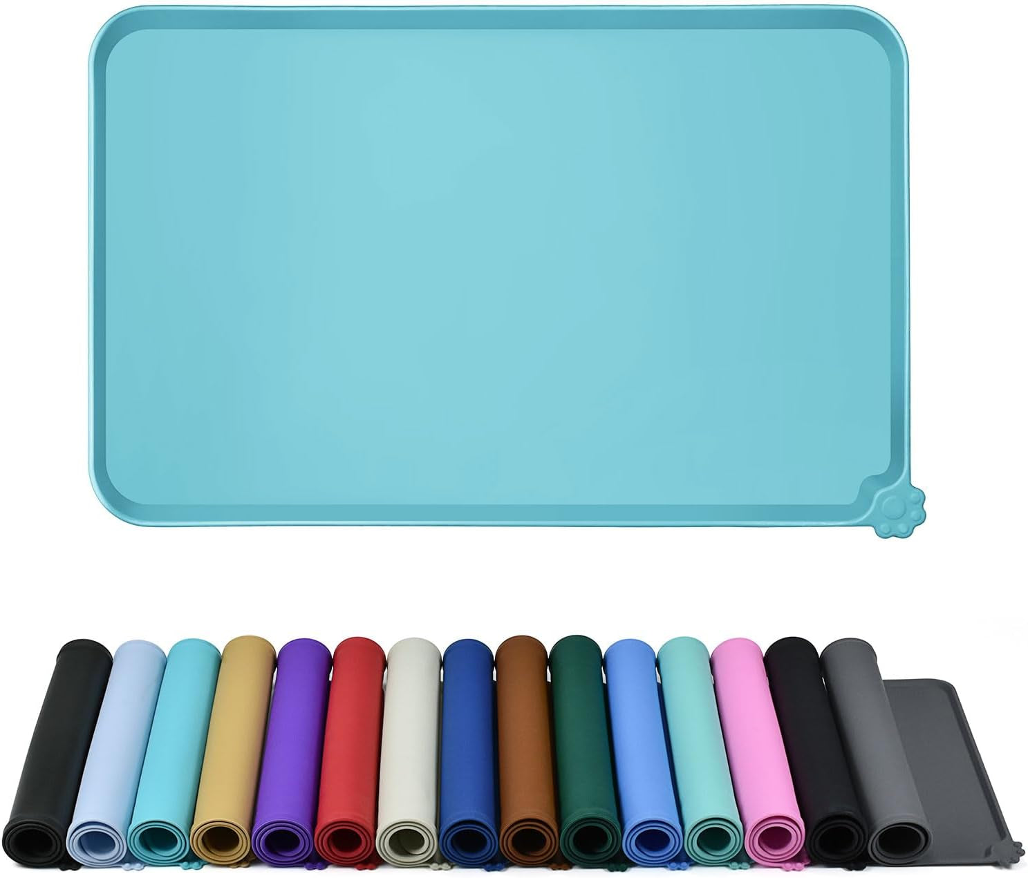 Silicone Dog & Cat Feeding Mat with Raised Edge, Waterproof & Non-Slip