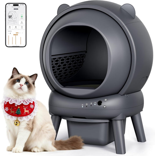 Automatic Self Cleaning Litter Box App Control Multi Cat Gray Gray