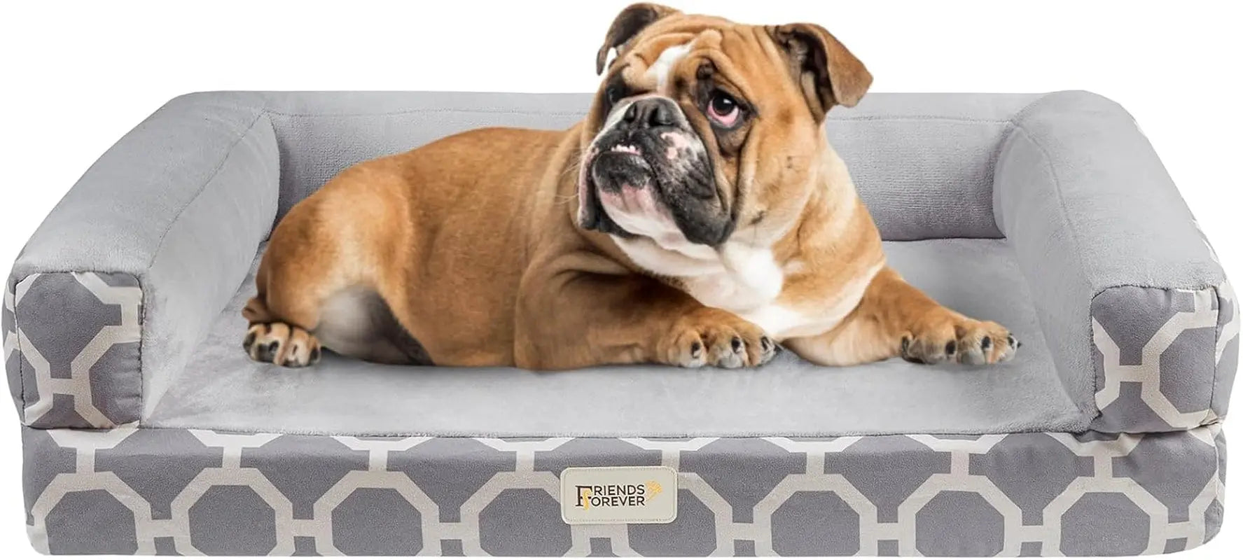Chester Xx-Large Dog Bed - Orthopedic Memory Foam Mattress, Calming Couch Bed, Wall Rim Pillow, Water Resistant Liner, Washable Cover, Non-Slip Bottom