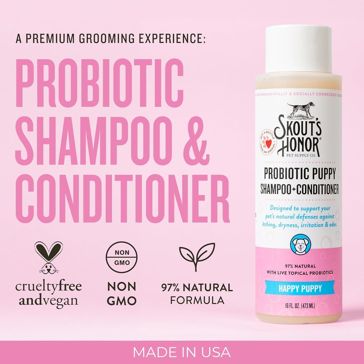  Happy Puppy Probiotic Grooming Bundle – Shampoo, Conditioner & Deodorizer
