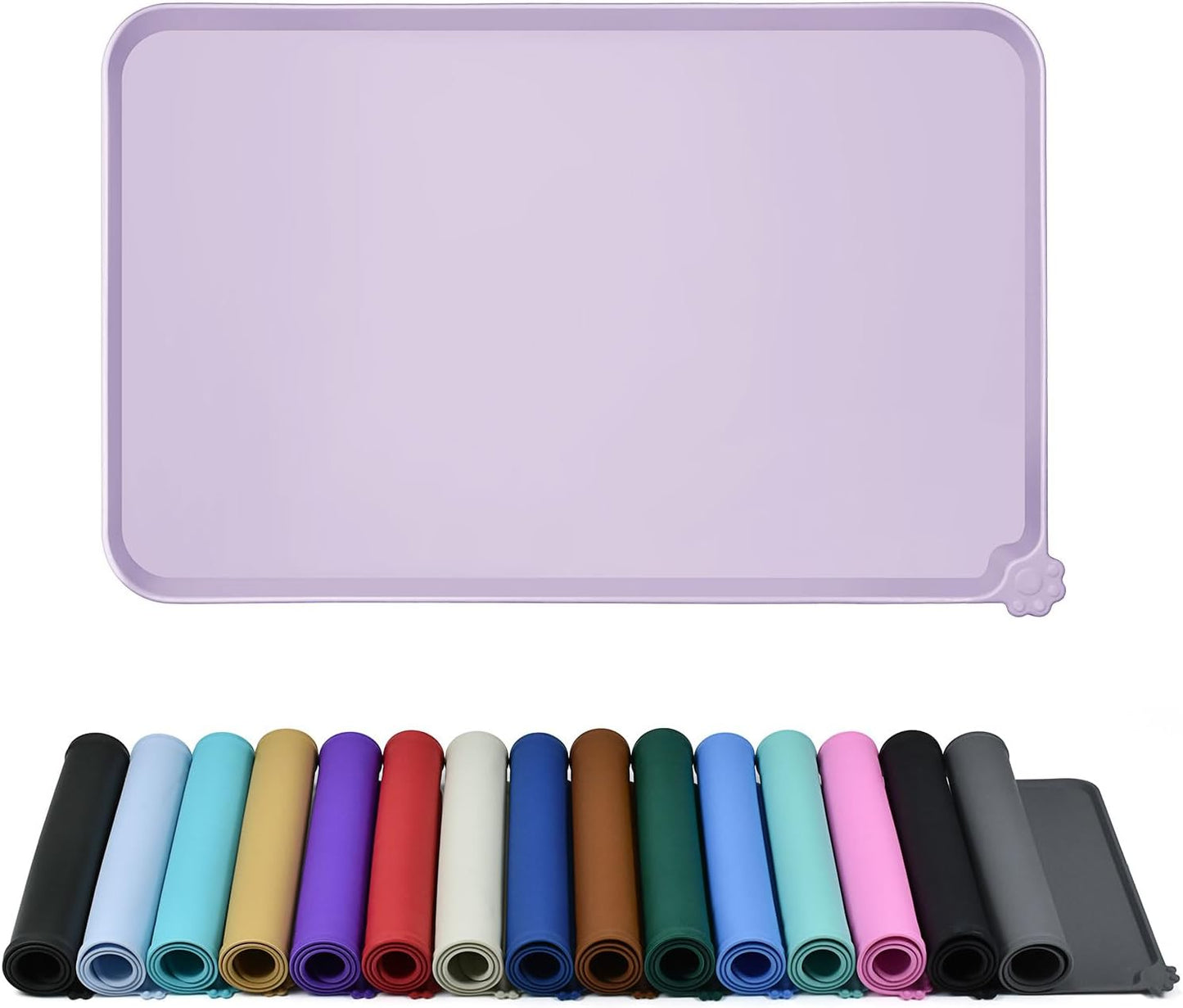 Silicone Dog & Cat Feeding Mat with Raised Edge, Waterproof & Non-Slip