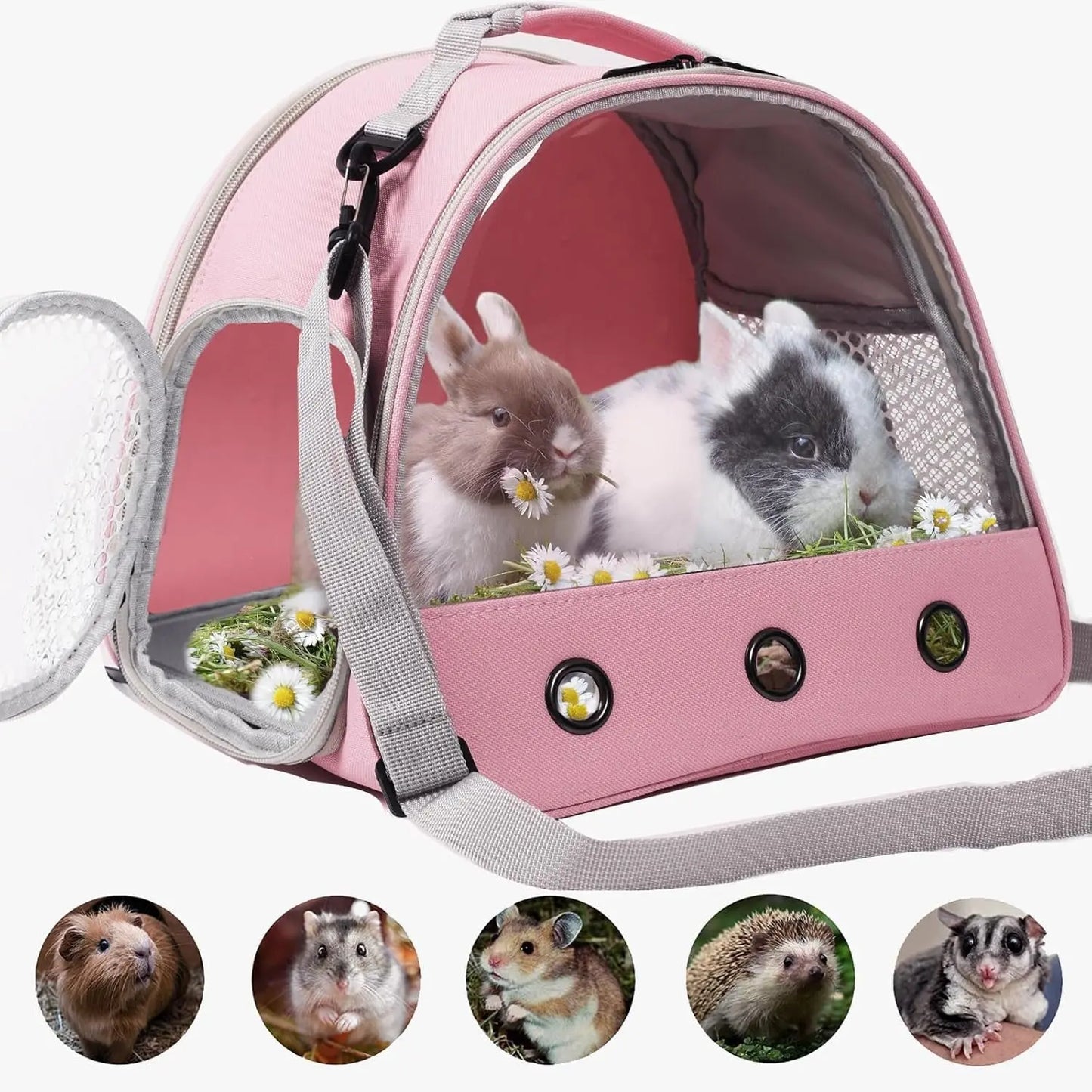 Small Pet Carrier Backpack with Clear Window, Airline Approved Travel Bag for Guinea Pig, Reptile, Hedgehog, Rat & Parrot Pink Carrier