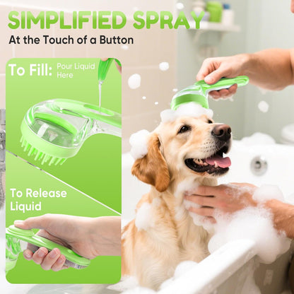 Pet Bath Brush with Shampoo Dispenser for Dogs & Cats, 2-Pack Grooming Brush