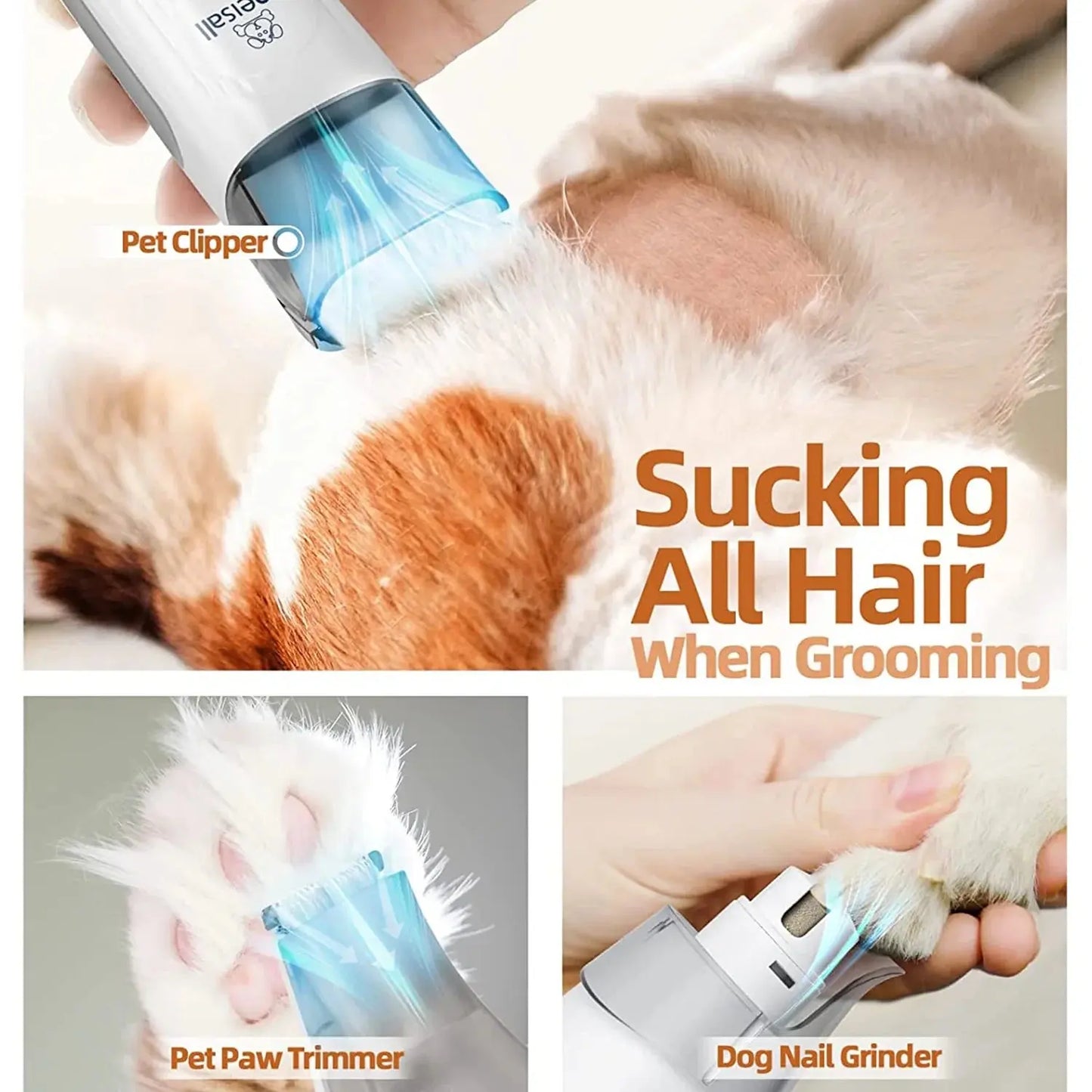 7-in-1 Dog Grooming Kit with Vacuum, Low Noise Pet Hair Remover, 1.5L Dust Cup, Professional Shedding & Grooming Tools for Dogs & Cats