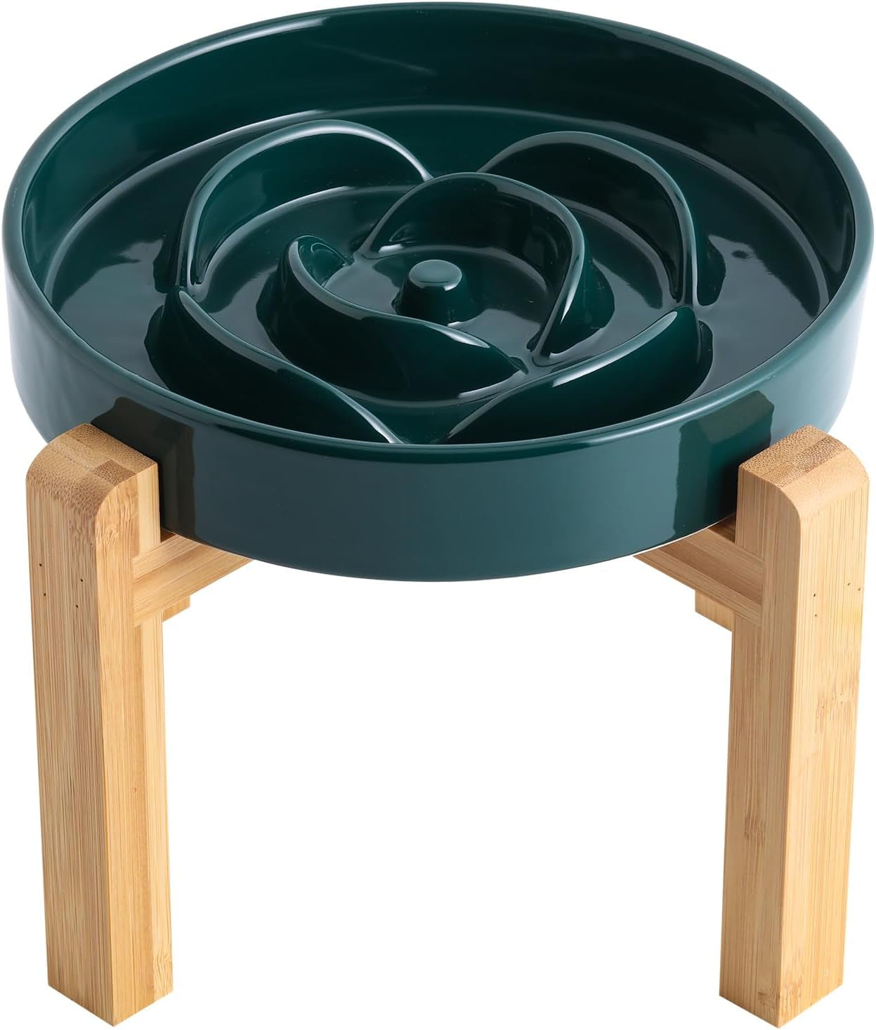 Elevated Ceramic Slow Feeder Dog Bowl 8.6in Heavy Weighted (various colors) Green Slow Feeder