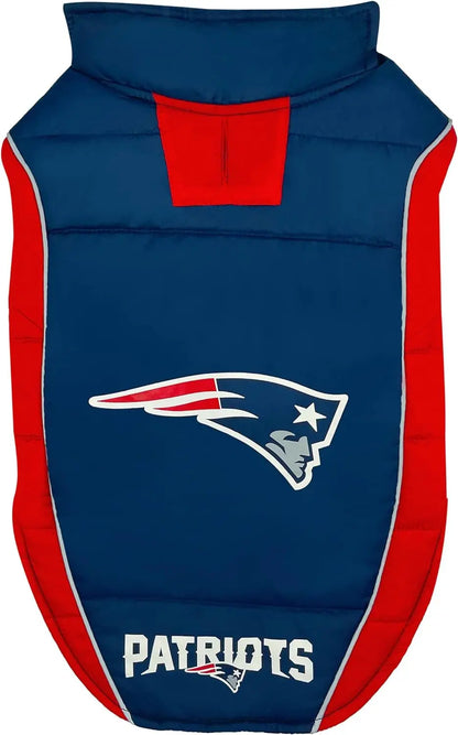 Official NFL Dog & Cat Puffer Vest (All Teams) – Waterproof & Warm Winter Coat sizes (S,M,L,XL)