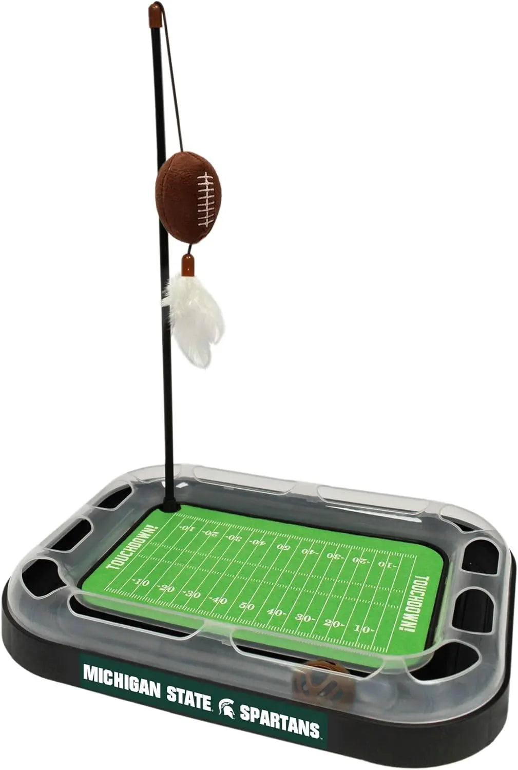 NCAA Cat Scratcher Football Field Toy – With Catnip, Feather & Interactive Ball Michigan State Spartans Football Field