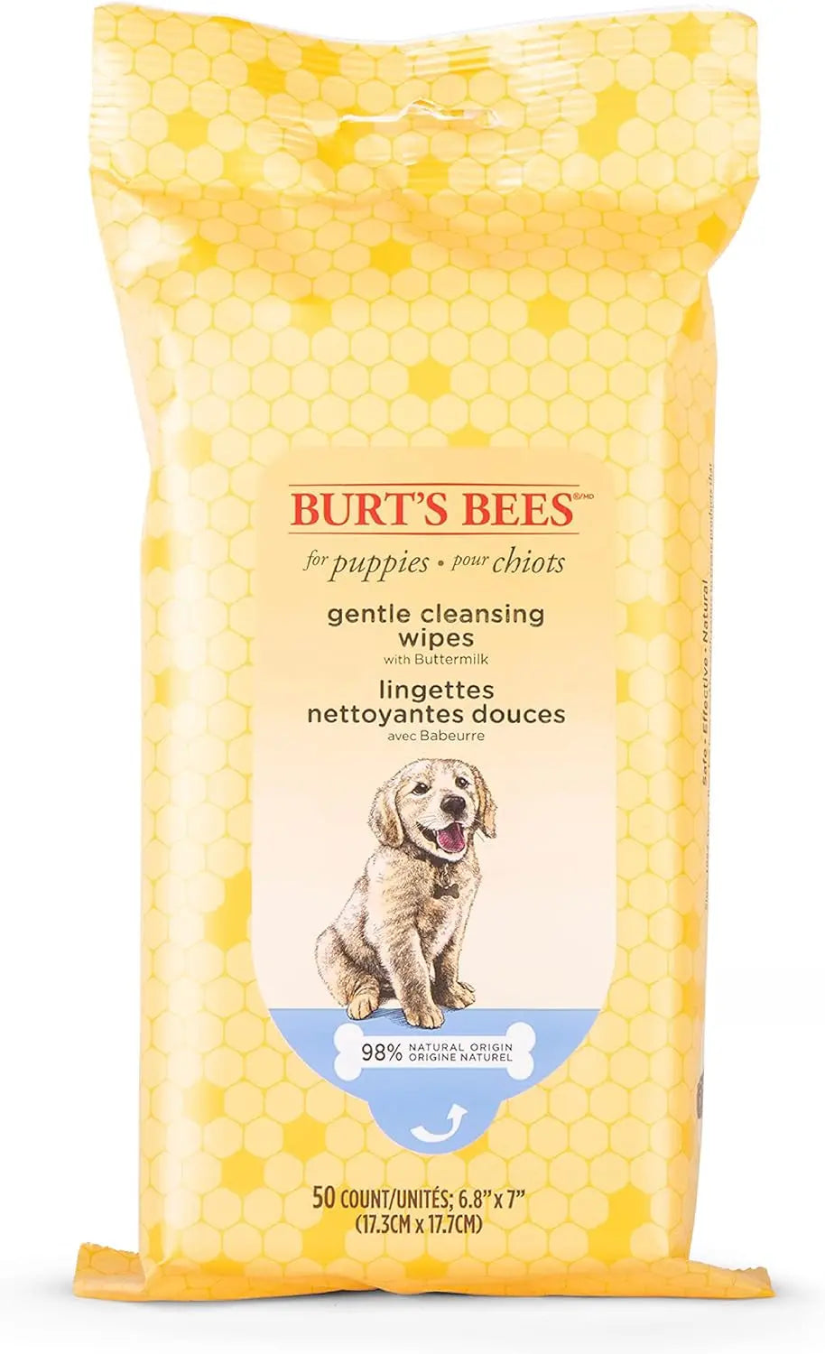 Hypoallergenic Dog Wipes with Honey – Natural Paw & Butt Cleaning, 50ct Puppy Wipes - Buttermilk 50 Count (Pack Of 1)
