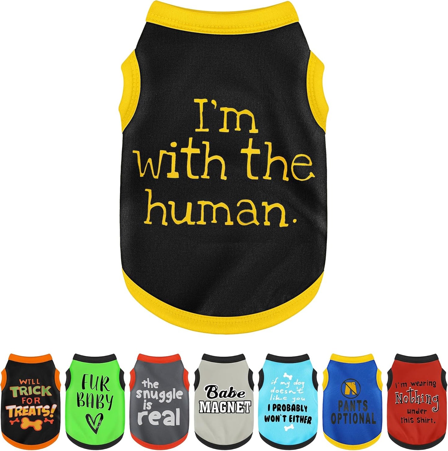 Dog Shirt Set 8 Pack Breathable Puppy Clothes Summer Fall XS-3XL With The Human