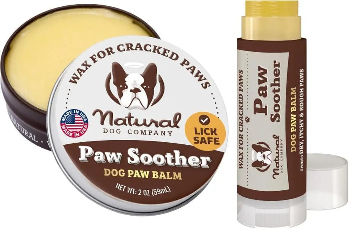 Natural Dog Paw Balm Moisturizer – Heals & Protects Dry, Cracked Pads, Restores Comfort & Softness Paw Soother Bundle - Tin Travel Stick