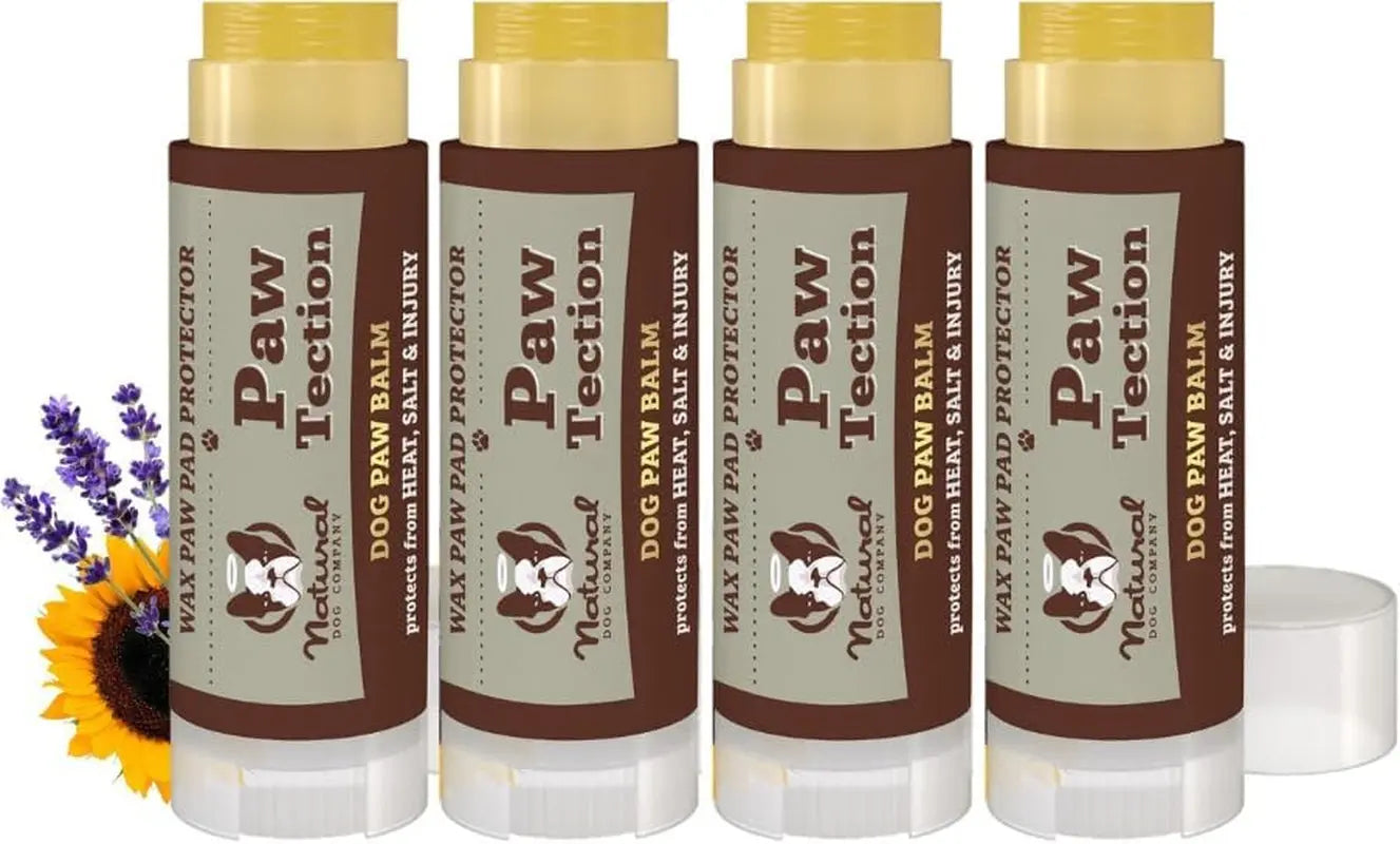 Natural Dog Paw Balm Moisturizer – Heals & Protects Dry, Cracked Pads, Restores Comfort & Softness Pawtection Bundle - 4Pk Travel Stick