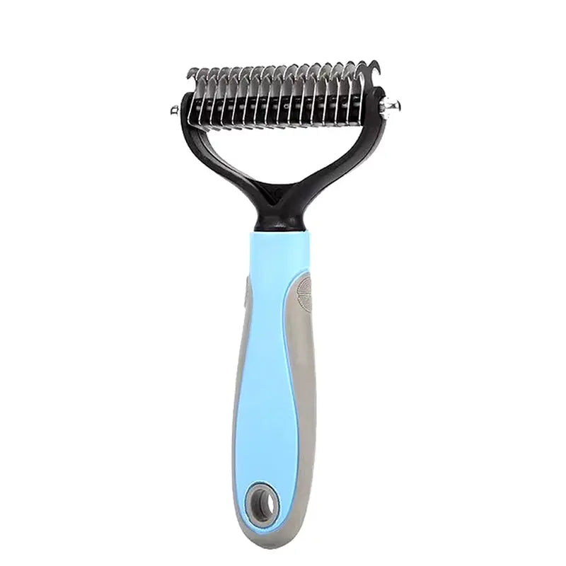 Professional Pet Deshedding Brush – Dog & Cat Hair Remover L-Blue