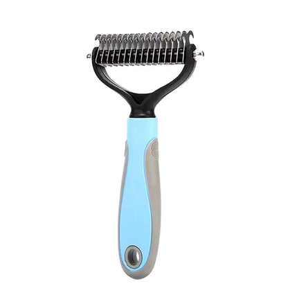 Professional Pet Deshedding Brush – Dog & Cat Hair Remover L-Blue