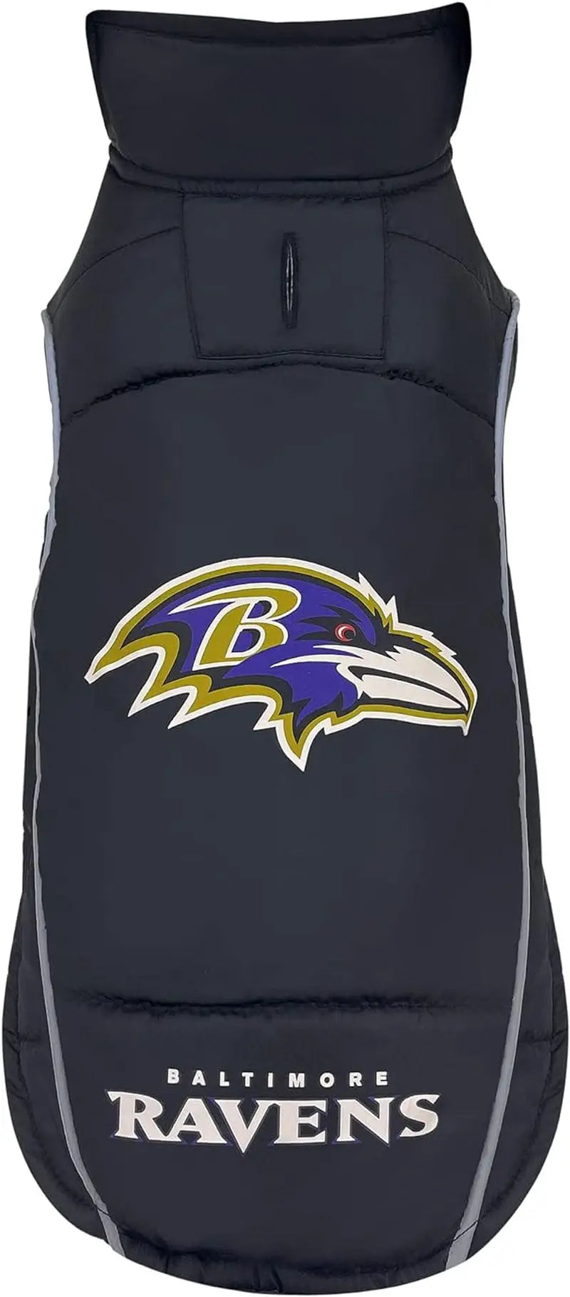 Official NFL Dog & Cat Puffer Vest (All Teams) – Waterproof & Warm Winter Coat sizes (S,M,L,XL) Baltimore Ravens Small