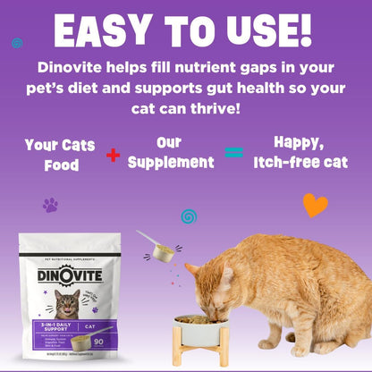 Cat Multivitamin Supplement with Probiotics, Omega 3 & Skin + Coat Support